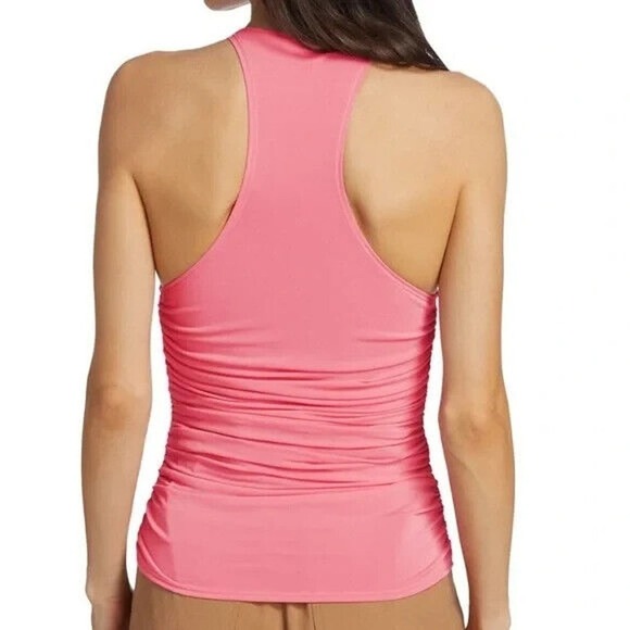 A.L.C. Ruched Adley Ruched Viscose Tank Top Racerback Womens Pink Size Small - Picture 2 of 7